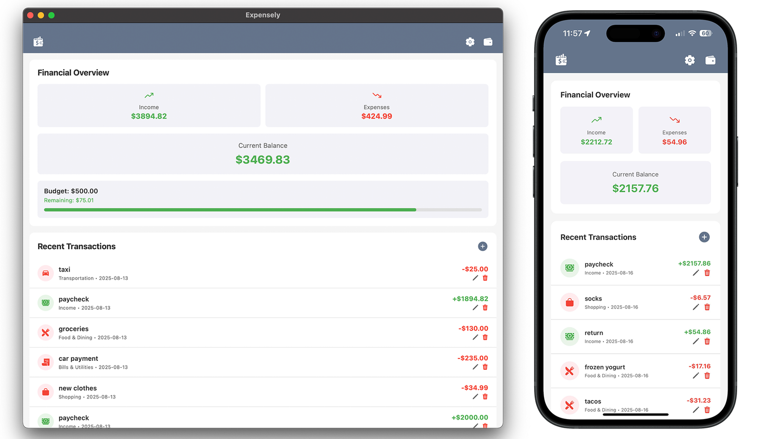 Expensely Dashboard Screenshot